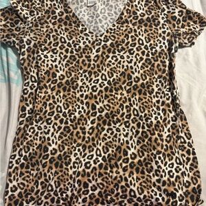 PINK Victoria's Secret Leopard Print V-Neck sleep Tee - Brown/Black